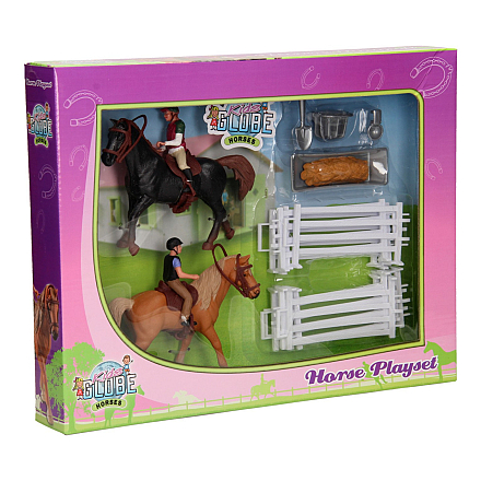KIDS GLOBE SPEELSET 2 PAARDEN MET RUITERS